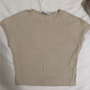 Zara Cream Short Sleeve Top